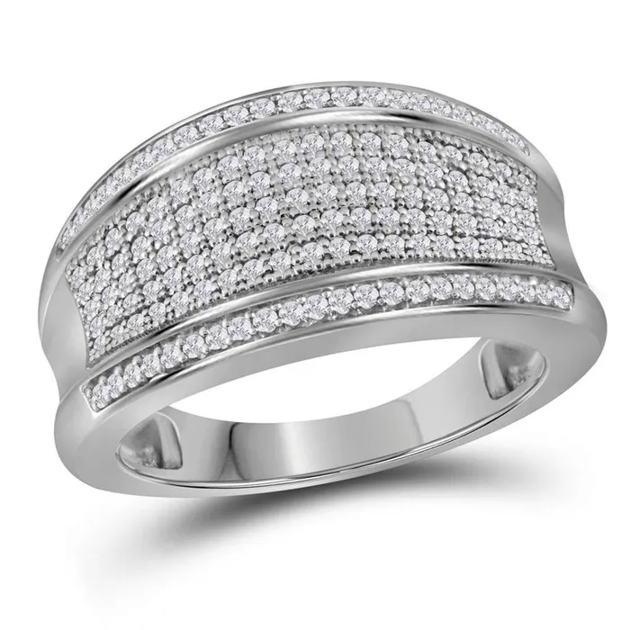 Rings gndatlanta 14k White Gold Round Diamond Pave Band Ring 12 Cttw