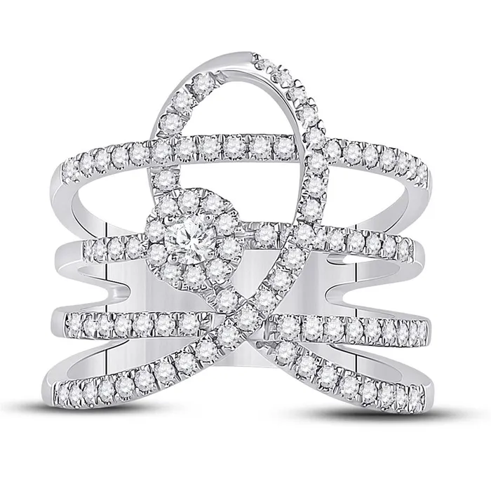 Rings gndatlanta 14k White Gold Round Diamond Spiral Strand Fashion Ring 34 Cttw Rings gndatlanta 14k White Gold Round Diamond Spiral Strand Fashion Ring 34 Cttw