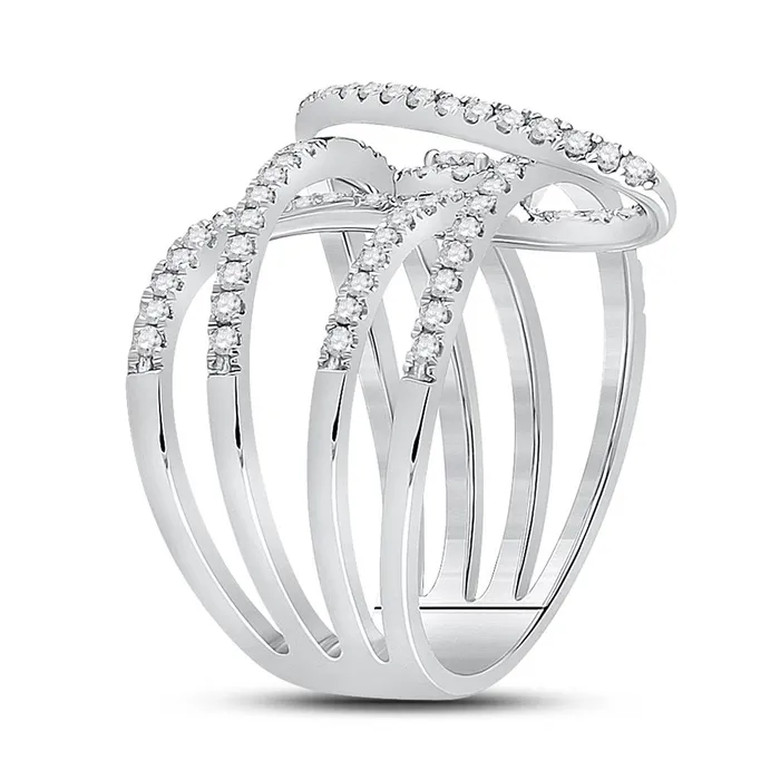 Rings gndatlanta 14k White Gold Round Diamond Spiral Strand Fashion Ring 34 Cttw