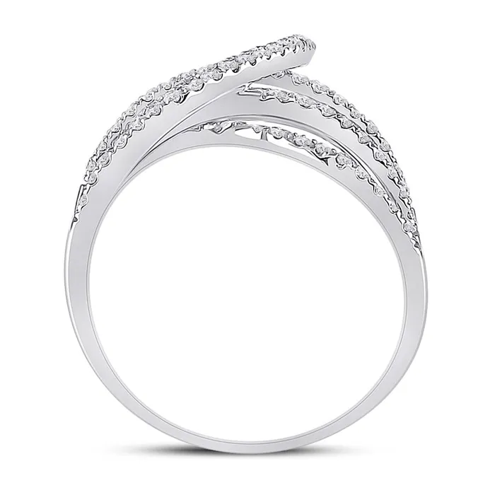 Rings gndatlanta 14k White Gold Round Diamond Spiral Strand Fashion Ring 34 Cttw