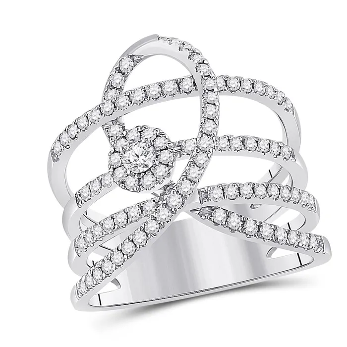Rings gndatlanta 14k White Gold Round Diamond Spiral Strand Fashion Ring 34 Cttw