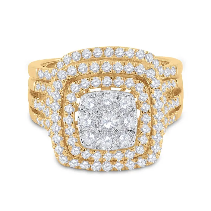 Rings gndatlanta 14k Yellow Gold Round Diamond Bridal Wedding Ring Set 112 Cttw