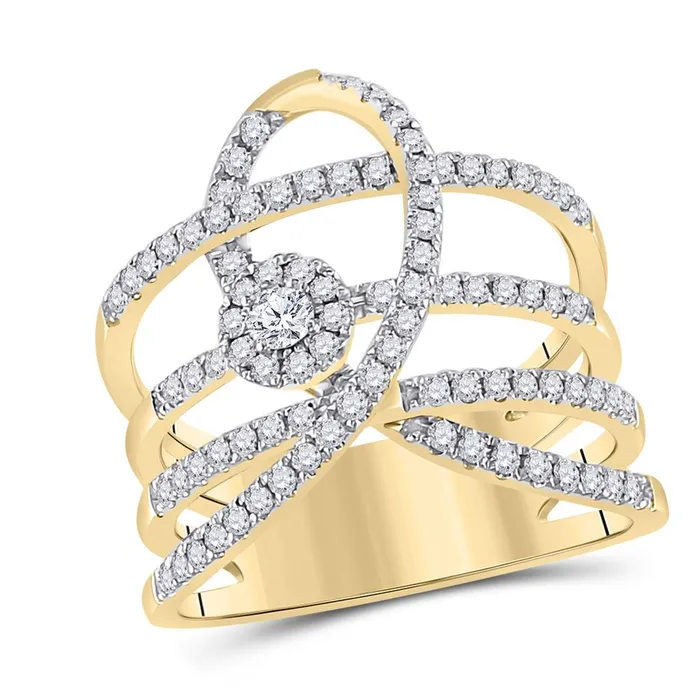 Rings gndatlanta 14k Yellow Gold Round Diamond Loop Fashion Ring 34 Cttw Rings gndatlanta 14k Yellow Gold Round Diamond Loop Fashion Ring 34 Cttw