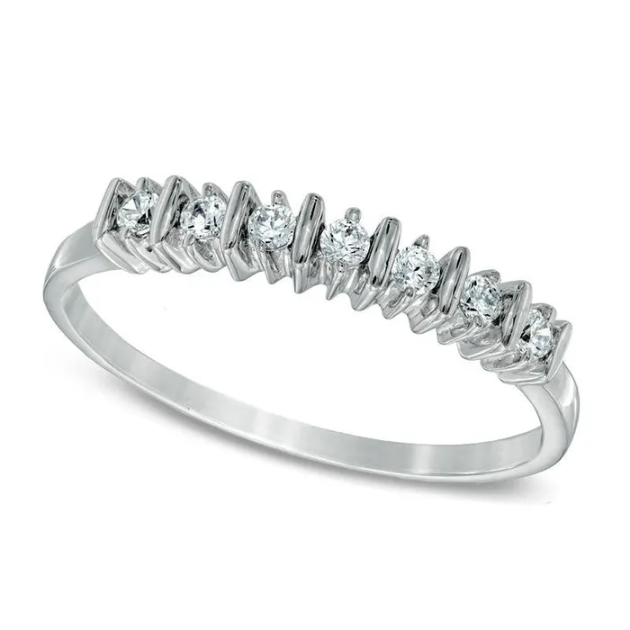Rings Goldia 010 CT TW Natural Diamond Seven Stone Wedding Band in Solid 10K White Gold Rings Goldia 010 CT TW Natural Diamond Seven Stone Wedding Band in Solid 10K White Gold