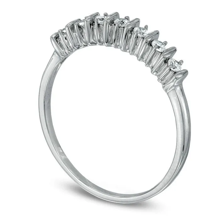 Rings Goldia 010 CT TW Natural Diamond Seven Stone Wedding Band in Solid 10K White Gold Rings Goldia 010 CT TW Natural Diamond Seven Stone Wedding Band in Solid 10K White Gold