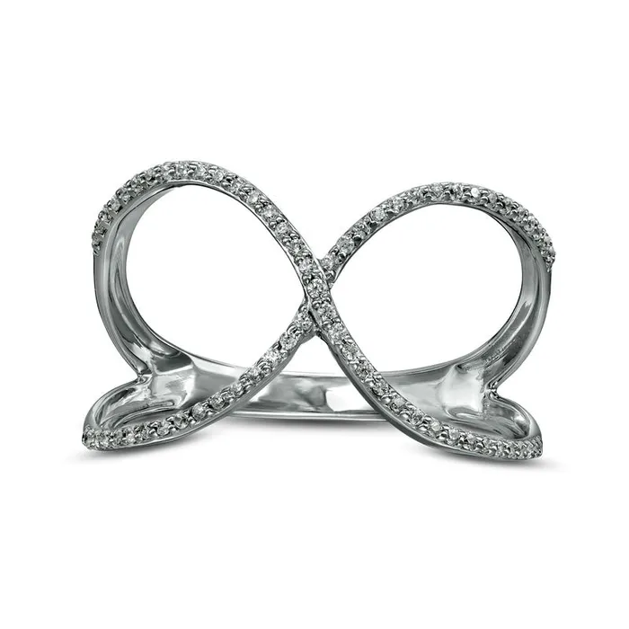Rings Goldia 020 CT TW Natural Diamond Crossover Split Shank Ring in Solid 10K White Gold Rings Goldia 020 CT TW Natural Diamond Crossover Split Shank Ring in Solid 10K White Gold