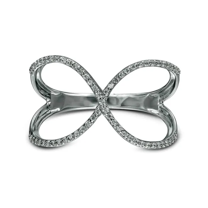 Rings Goldia 020 CT TW Natural Diamond Crossover Split Shank Ring in Solid 10K White Gold Rings Goldia 020 CT TW Natural Diamond Crossover Split Shank Ring in Solid 10K White Gold