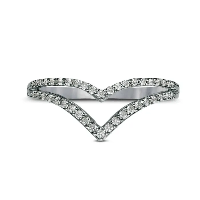 Rings Goldia 025 CT TW Natural Diamond Double Chevron Split Shank Anniversary Band in Solid 10K White Gold Rings Goldia 025 CT TW Natural Diamond Double Chevron Split Shank Anniversary Band in Solid 10K White Gold