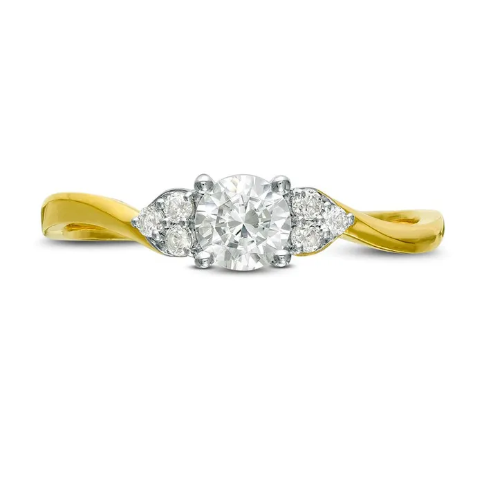 Rings Goldia 033 CT TW Natural Diamond Bypass TriSides Engagement Ring in Solid 10K Yellow Gold
