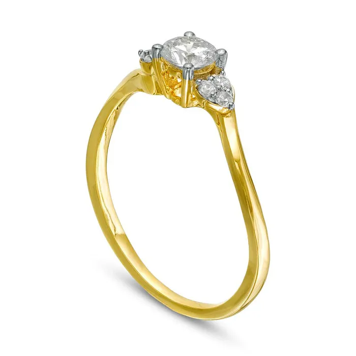 Rings Goldia 033 CT TW Natural Diamond Bypass TriSides Engagement Ring in Solid 10K Yellow Gold Rings Goldia 033 CT TW Natural Diamond Bypass TriSides Engagement Ring in Solid 10K Yellow Gold