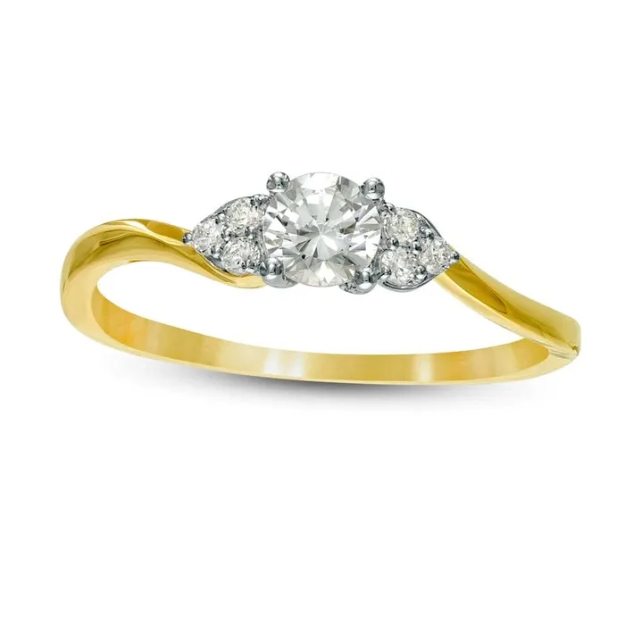 Rings Goldia 033 CT TW Natural Diamond Bypass TriSides Engagement Ring in Solid 10K Yellow Gold Rings Goldia 033 CT TW Natural Diamond Bypass TriSides Engagement Ring in Solid 10K Yellow Gold