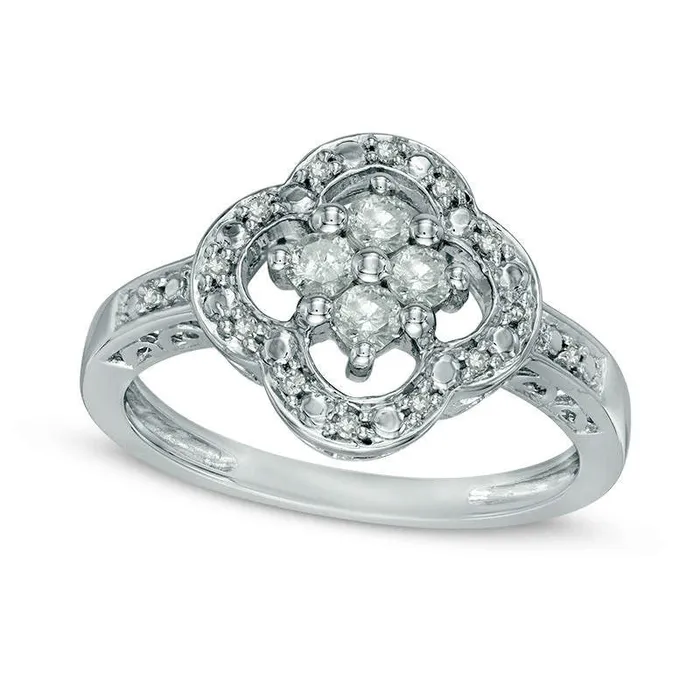Rings Goldia 033 CT TW Natural Diamond Clover Ring in Sterling Silver Size 7 Rings Goldia 033 CT TW Natural Diamond Clover Ring in Sterling Silver Size 7