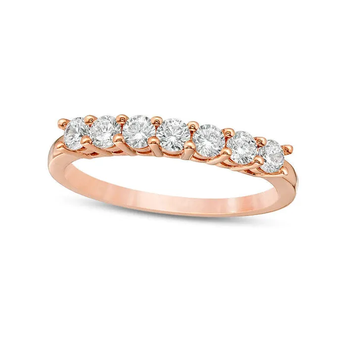 Rings Goldia 063 CT TW Natural Diamond Seven Stone Anniversary Band in Solid 10K Rose Gold Rings Goldia 063 CT TW Natural Diamond Seven Stone Anniversary Band in Solid 10K Rose Gold
