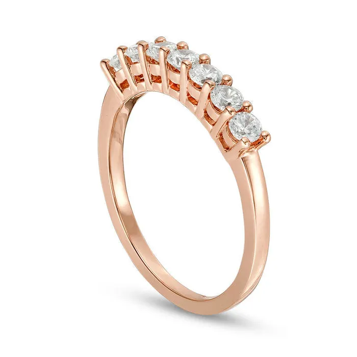 Rings Goldia 063 CT TW Natural Diamond Seven Stone Anniversary Band in Solid 10K Rose Gold Rings Goldia 063 CT TW Natural Diamond Seven Stone Anniversary Band in Solid 10K Rose Gold