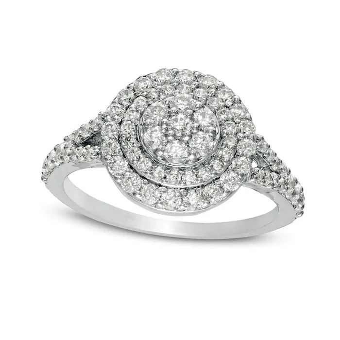 Rings Goldia 10 CT TW Composite Natural Diamond Double Frame Split Shank Engagement Ring in Solid 10K White Gold Rings Goldia 10 CT TW Composite Natural Diamond Double Frame Split Shank Engagement Ring in Solid 10K White Gold