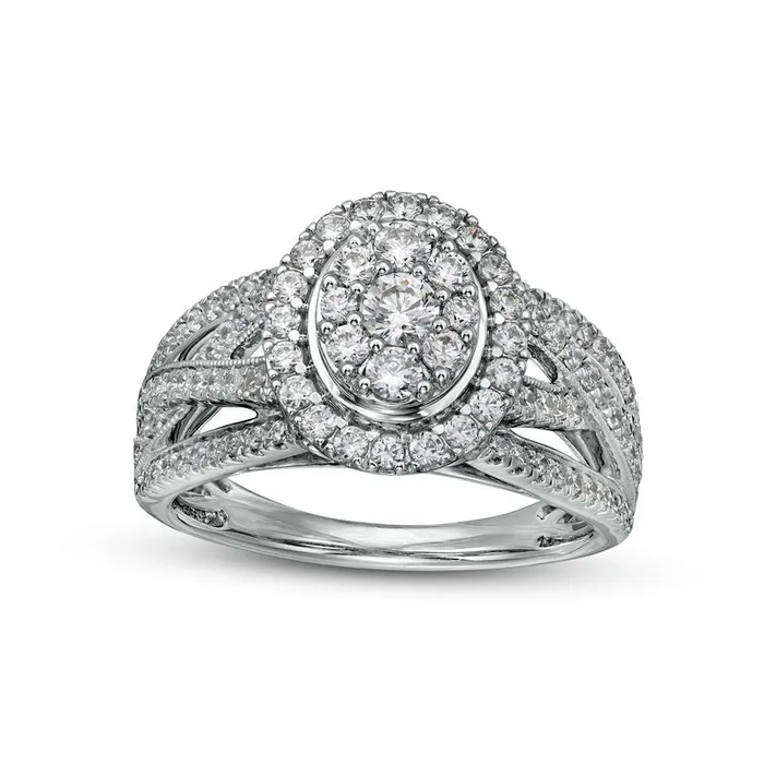 Rings Goldia 10 CT TW MultiNatural Diamond Frame Twist Shank Ring in Solid 10K White Gold Rings Goldia 10 CT TW MultiNatural Diamond Frame Twist Shank Ring in Solid 10K White Gold