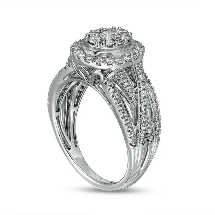 Rings Goldia 10 CT TW MultiNatural Diamond Frame Twist Shank Ring in Solid 10K White Gold Rings Goldia 10 CT TW MultiNatural Diamond Frame Twist Shank Ring in Solid 10K White Gold