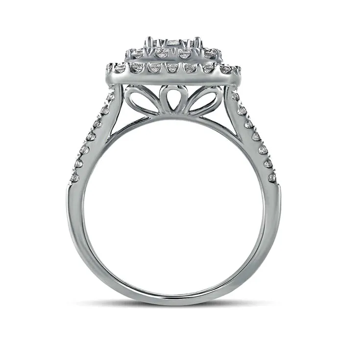 Rings Goldia 10 CT TW Natural Diamond MultiRow Cushion Frame Engagement Ring in Solid 10K White Gold Rings Goldia 10 CT TW Natural Diamond MultiRow Cushion Frame Engagement Ring in Solid 10K White Gold