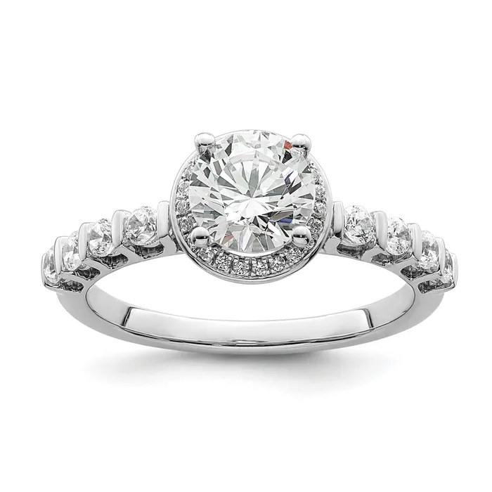 Rings Goldia 100ct CZ Solid Real 14K White Gold Round Halo Engage Ring