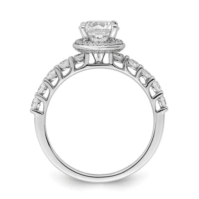 Rings Goldia 100ct CZ Solid Real 14K White Gold Round Halo Engage Ring
