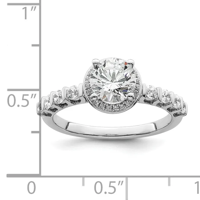 Rings Goldia 100ct CZ Solid Real 14K White Gold Round Halo Engage Ring