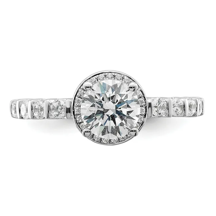 Rings Goldia 100ct CZ Solid Real 14K White Gold Round Halo Engage Ring