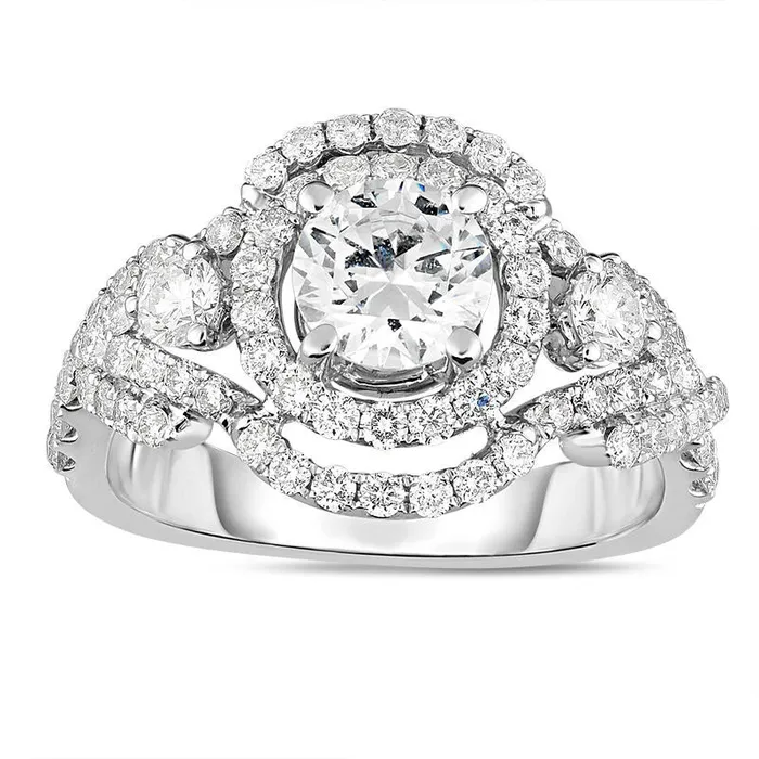 Rings Goldia 15 CT TW Natural Diamond Frame Engagement Ring in Solid 14K White Gold Rings Goldia 15 CT TW Natural Diamond Frame Engagement Ring in Solid 14K White Gold