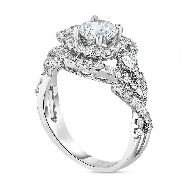 Rings Goldia 15 CT TW Natural Diamond Frame Engagement Ring in Solid 14K White Gold Rings Goldia 15 CT TW Natural Diamond Frame Engagement Ring in Solid 14K White Gold
