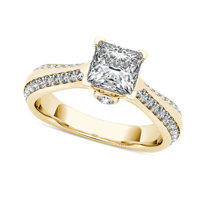 Rings Goldia 175 CT TW PrincessCut Natural Diamond Engagement Ring in Solid 14K Gold Rings Goldia 175 CT TW PrincessCut Natural Diamond Engagement Ring in Solid 14K Gold