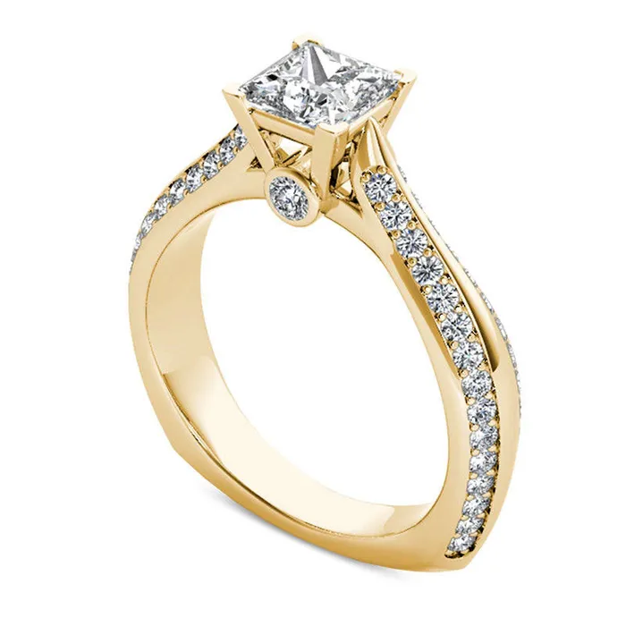 Rings Goldia 175 CT TW PrincessCut Natural Diamond Engagement Ring in Solid 14K Gold Rings Goldia 175 CT TW PrincessCut Natural Diamond Engagement Ring in Solid 14K Gold