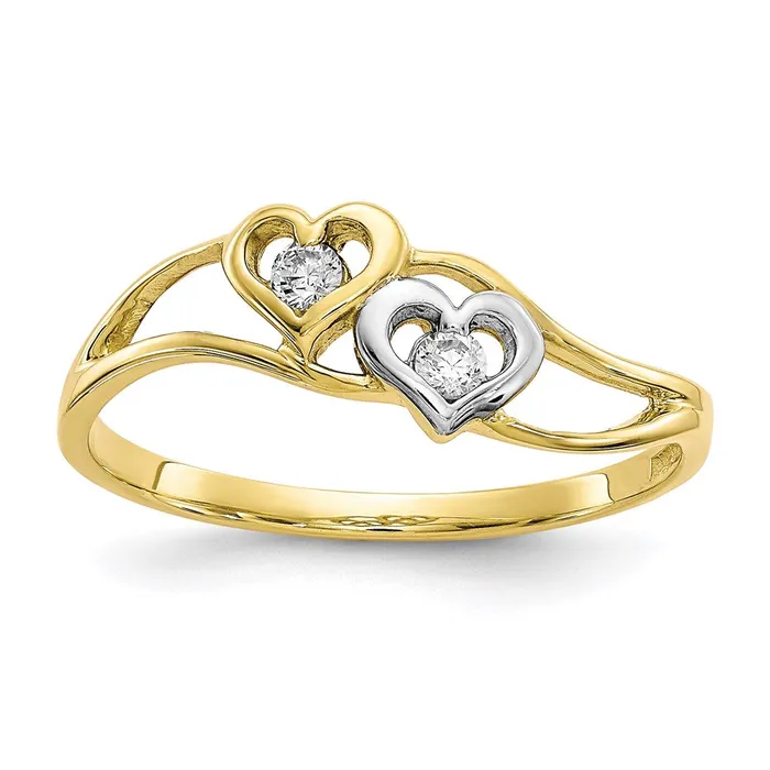 Rings Goldia 10K Yellow Gold u0026 Rhodium Double Heart CZ Ring