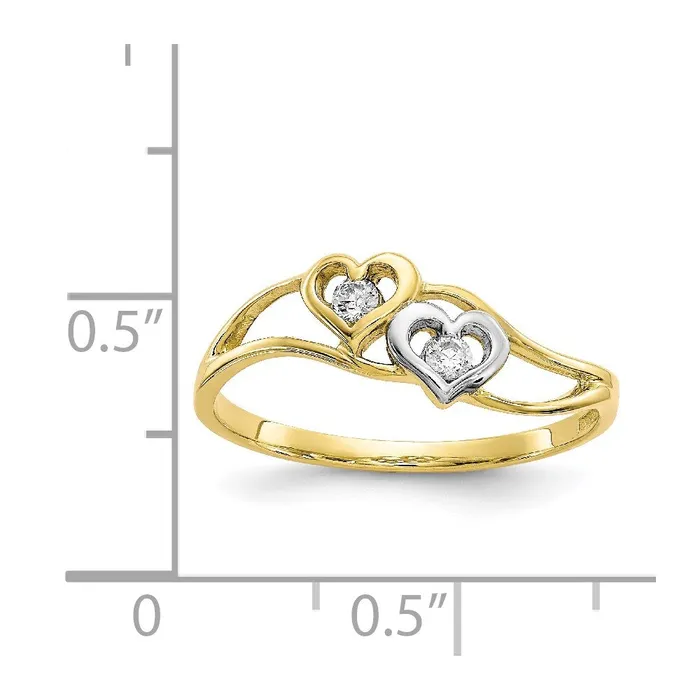 Rings Goldia 10K Yellow Gold u0026 Rhodium Double Heart CZ Ring