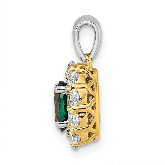 Rings Goldia 14k TwoTone 12 Ct Lab Grown Diamond VSSI G and Lab Created Emerald Halo Pendant