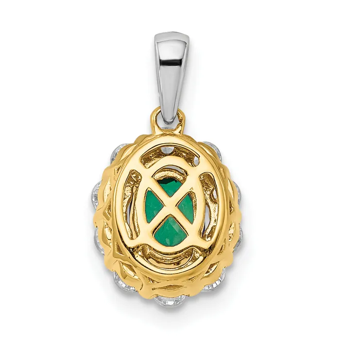 Rings Goldia 14k TwoTone 12 Ct Lab Grown Diamond VSSI G and Lab Created Emerald Halo Pendant