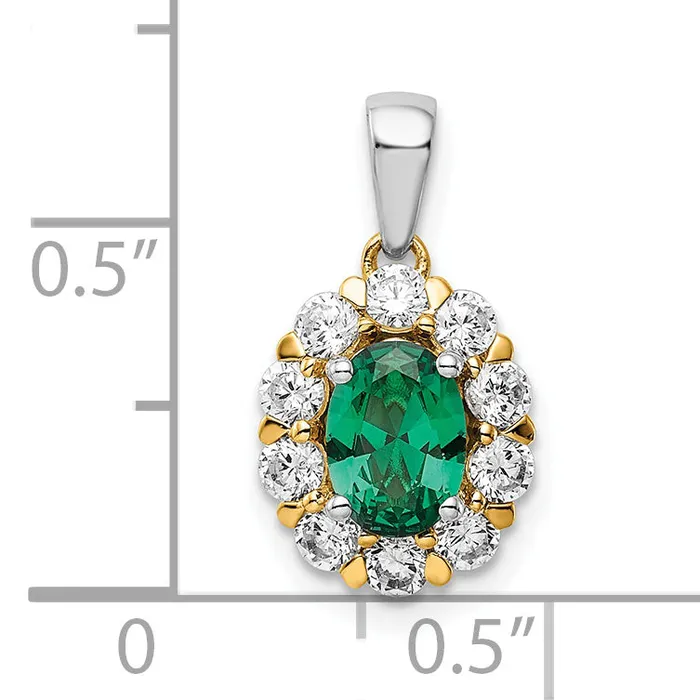 Rings Goldia 14k TwoTone 12 Ct Lab Grown Diamond VSSI G and Lab Created Emerald Halo Pendant