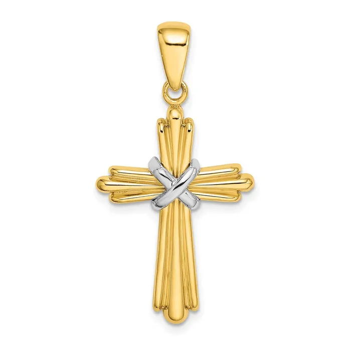 Rings Goldia 14k Twotone Gold Polished Cross w X Center Design Charm