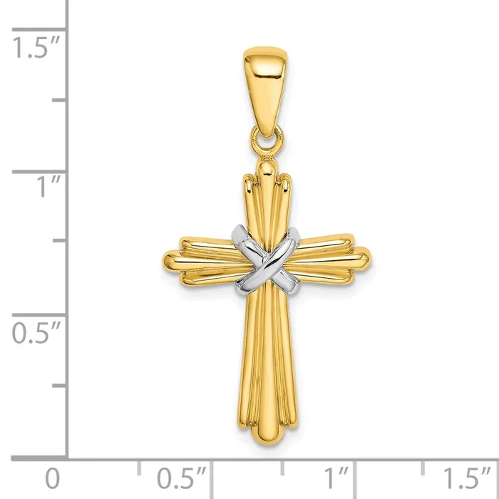 Rings Goldia 14k Twotone Gold Polished Cross w X Center Design Charm