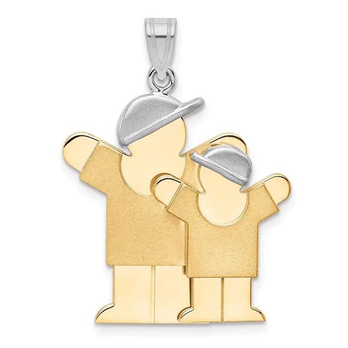 Rings Goldia 14k Twotone Gold Twotone Gold Big Boy and Little Boy Engravable Charm Rings Goldia 14k Twotone Gold Twotone Gold Big Boy and Little Boy Engravable Charm