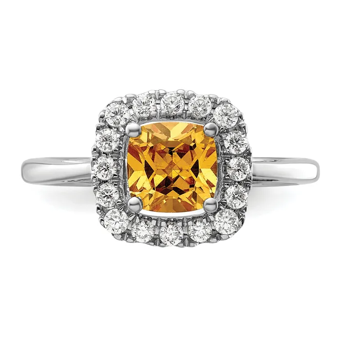Rings Goldia 14k White Gold 14 Ct Lab Grown Diamond VSSI G November Birthstone Citrine Halo Ring