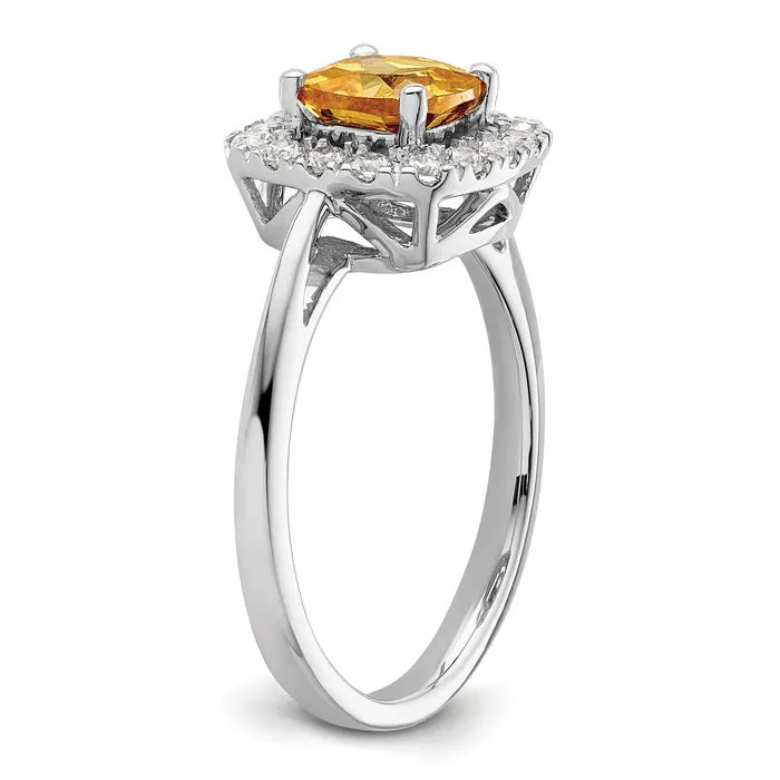 Rings Goldia 14k White Gold 14 Ct Lab Grown Diamond VSSI G November Birthstone Citrine Halo Ring