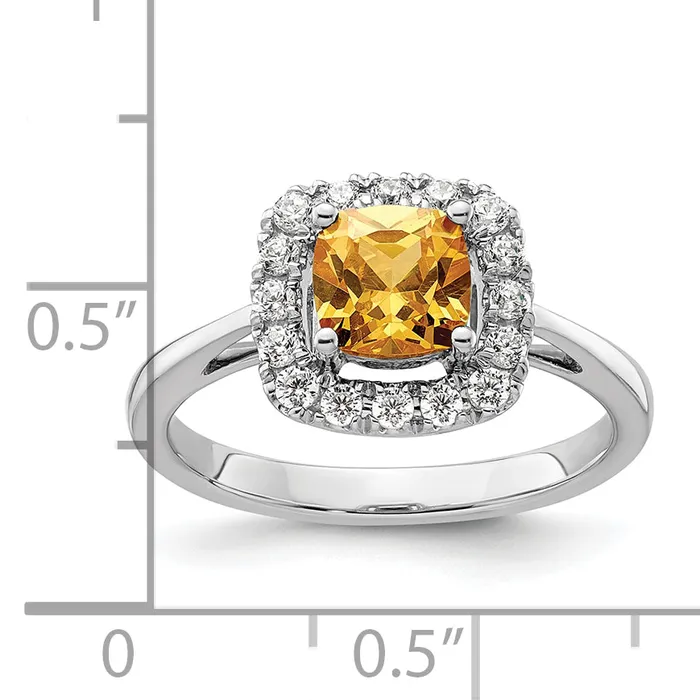 Rings Goldia 14k White Gold 14 Ct Lab Grown Diamond VSSI G November Birthstone Citrine Halo Ring