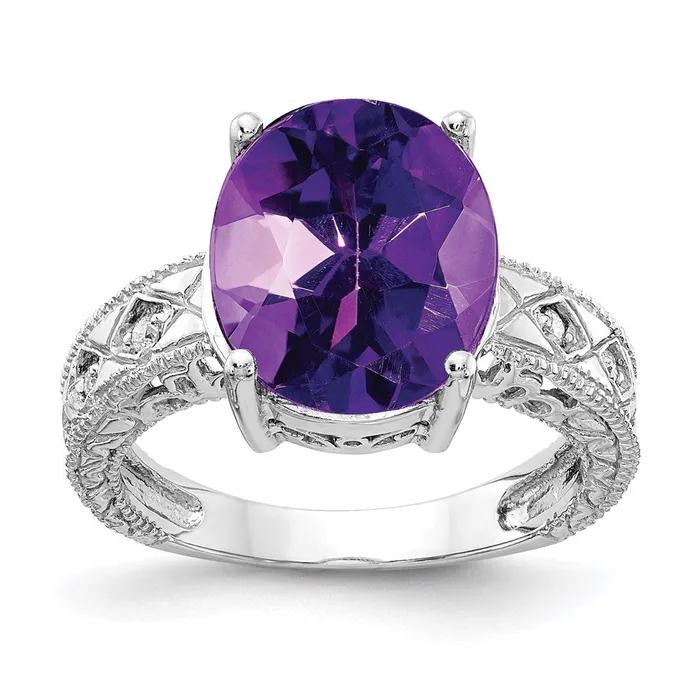 Rings Goldia 14k White Gold 12x10mm Oval Amethyst Checker A Real Diamond ring Rings Goldia 14k White Gold 12x10mm Oval Amethyst Checker A Real Diamond ring