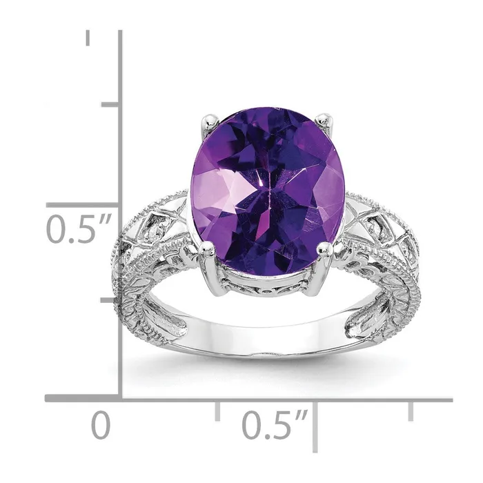 Rings Goldia 14k White Gold 12x10mm Oval Amethyst Checker A Real Diamond ring