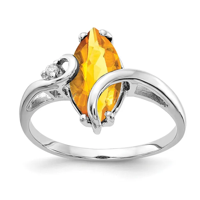 Rings Goldia 14k White Gold 12x6mm Marquise Citrine AA Diamond ring