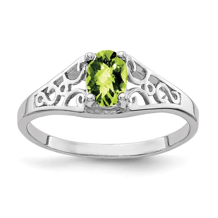 Rings Goldia 14k White Gold 6x4mm Oval Peridot Checker ring