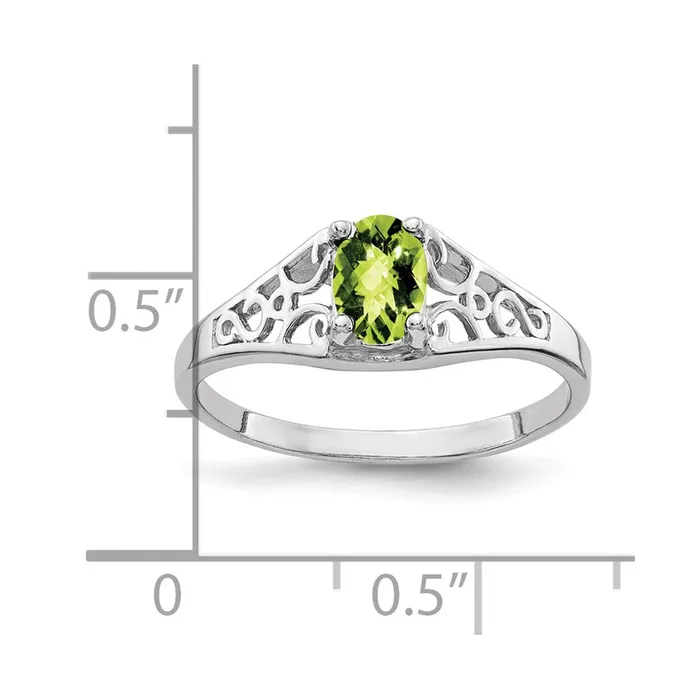 Rings Goldia 14k White Gold 6x4mm Oval Peridot Checker ring