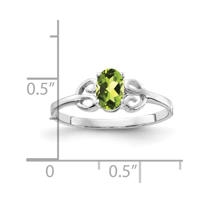 Rings Goldia 14k White Gold 6x4mm Oval Peridot Checker ring