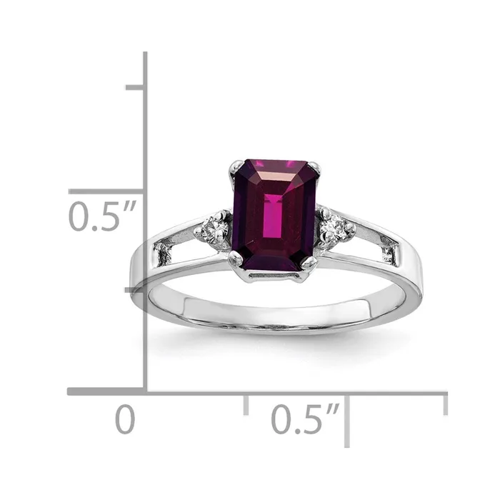 Rings Goldia 14k White Gold 7x5mm Emerald Cut Rhodolite Garnet A Diamond ring