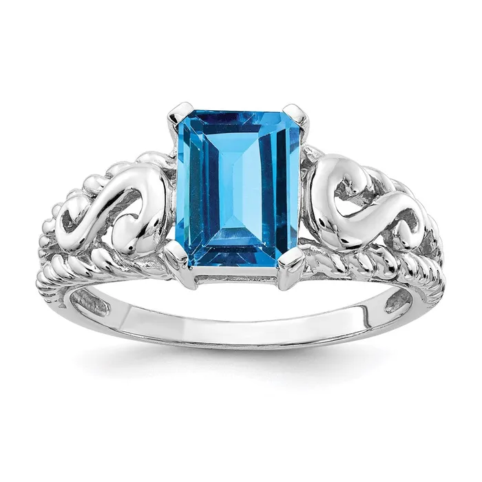 Rings Goldia 14k White Gold 8x6mm Emerald Cut Blue Topaz ring