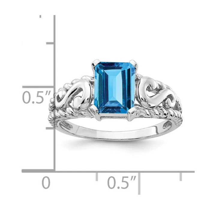 Rings Goldia 14k White Gold 8x6mm Emerald Cut Blue Topaz ring